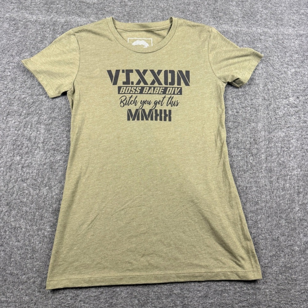 Vixxon Shirt Womens Small Green Boss Babe Div Graphic Short Sleeve MMXX Dixxon